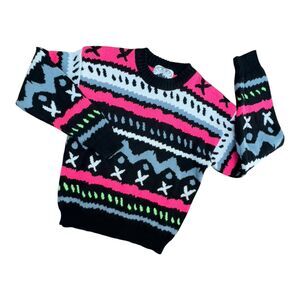 Vintage 90's Summit County Sweater Womens Medium Colorful Wool Blend Vtg Ski